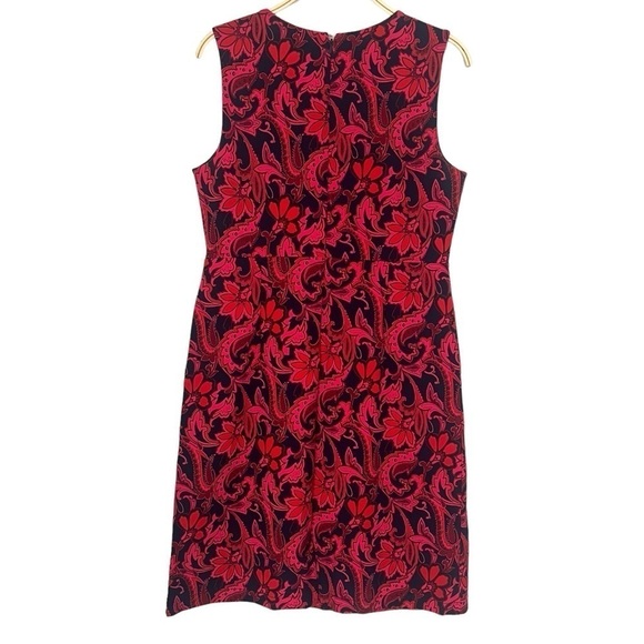 Lands End Women Sz 10 Sleeveless Ponte Knit Floral Sheath Dress Paisley Pockets - Picture 2 of 12